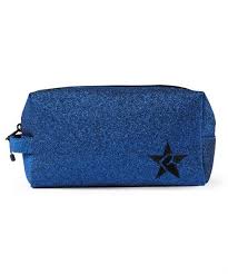 royal blue makeup bag with black zipper