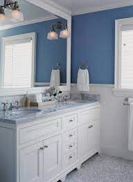 White And Blue Bathroom Transitional