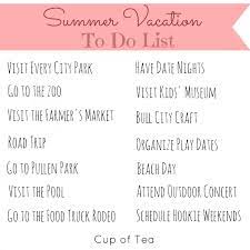 update summer vacation to do list