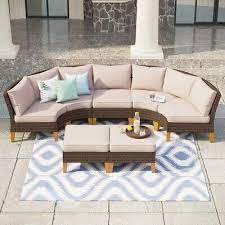 Curved Rattan Sectional Sofa Set