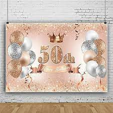 10x7FT Happy 50th Birthday Backdrop for Photography Glitter Rose Gold and  Silver Balloons Crown Background for Women 50th Birthday Party Decorations  Cake Table Banner Photo Studio Shoot P - Walmart.com gambar png