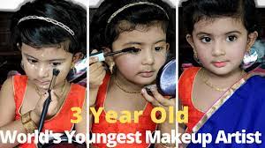 youngest makeup artist does her makeup