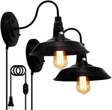 Lightess Plug In Wall Sconce Black With