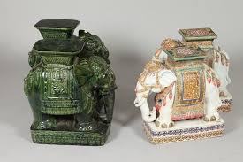 Four Ceramic Elephant Garden Stools