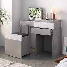 gray makeup vanity with mirror foldable