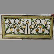 Antique Stained Glass Window With Tulip