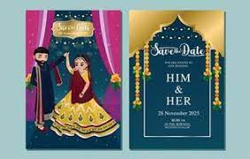 indian wedding card vector art icons