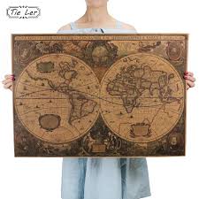 Us 0 48 49 Off Retro World Map Nautical Ocean Map Vintage Kraft Paper Poster Wall Chart Sticker Antique Home Decor Map World 72 5 51 5cm In Wall