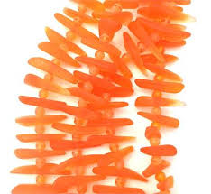 Orange Center Drilled Sticks Sea Glass