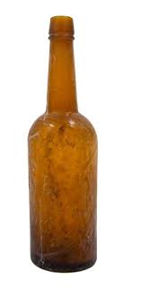 Amber Colored Glass Whiskey Bottle