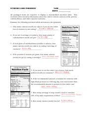 2 1a nutrition label worksheet 1 key