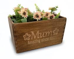 wooden personalised planters pots