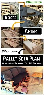 pallet sofa plan with drawers diy