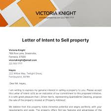 free letter of intent to sell property