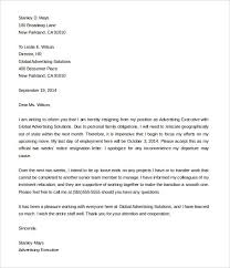 2 Weeks Resignation Letter Examples Two Week Notice Letter Example