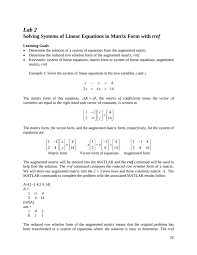 lab 2 solving systems of linear