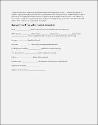 Used Car Sale Receipt Sales Example Form Template Format
