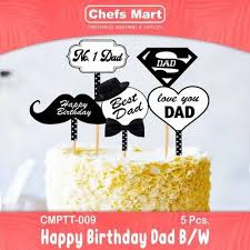 happy birthday dad b w cake topper