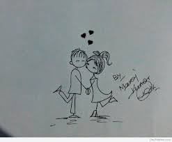 pencil sketch of sweet couple desi