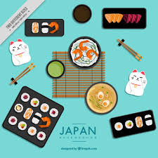This is achieved through the use of five colors (black, white, red, yellow, and green), five cooking techniques (raw food. Free Vector Background About Japanese Food And Culture