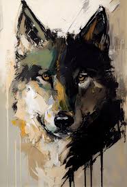 Wolf Painting Neutral Colors