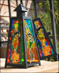 African Women Stained Glass Lantern