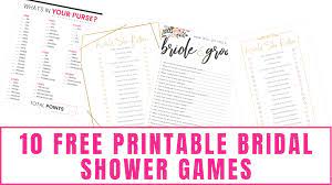 10 free printable bridal shower games
