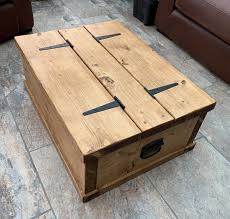 Coffee Table Trunk Storage Chest Oak