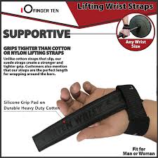 Finger Ten Wrist Wraps Weightlifting Weight Lifting Straps Hand Grip Men Women Gym Lift Value Pack Crossfit Workout Assist Grips Strength Support