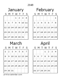 2048 printable calendars