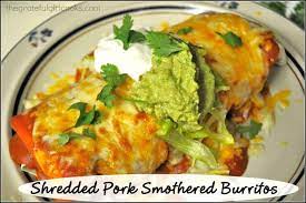 shredded pork smothered burritos the