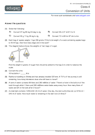 Class 4 Math Worksheets And Problems Conversion Of Units