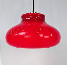 Vintage Red Glass Pendant Lamp 1960s