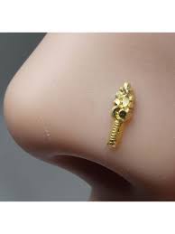 A ring put through an animal's nose to lead or. Karizma Jewels Golden Real Gold Nose Stud 14k Ethnic Indian Piercing Nose Ring Push Pin Rs 1258 Piece Id 19305287655