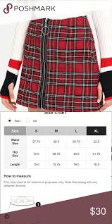 Red Zip Front Plaid Skirt Brand New Material Polyester Size