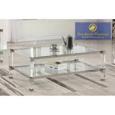 glass coffee table with acrylic legs