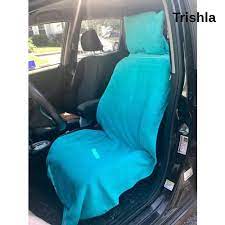 Sky Blue Polyester Towel Car Seat Covers