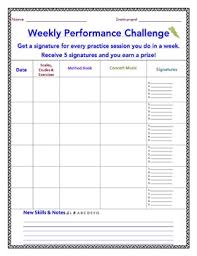 Band Orchestra And Chorus Weekly Practice Record Chart Editable