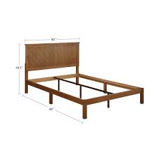 61 In W Rustic Pine Wood Queen Platform Bed Frame With Headboard
