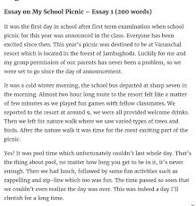 my school picnic essay in english for class essay on my school 