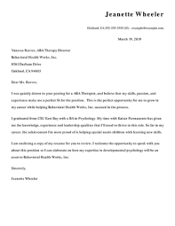 Entry Level Behavior Therapist Cover Letter Tutmaz
