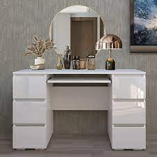 white dressing table high gloss vanity
