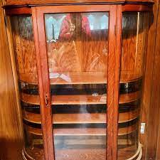 Curved Glass With Mirror Curio Cabinet