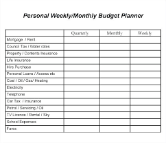 Printable Monthly Budget Template Fax Blank Household