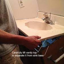how to remove a bathroom vanity cabinet