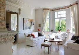 living room with a bay window