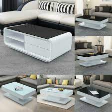 High Gloss Glass Coffee Table With 2