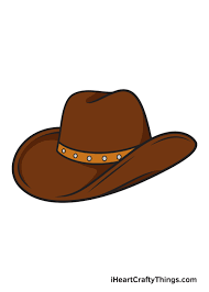 2) from the middle of the rectangle, draw one vertical and one horizontal line equally dividing the cowboy boot printable template. Cowboy Hat Drawing How To Draw A Cowboy Hat Step By Step