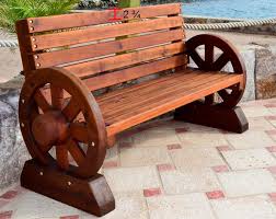Wagon Wheel Wooden Bench