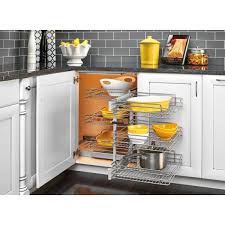 Sliding cabinet basket for bathroom, pull out storage drawer shelves for under kitchen sink or limit space, long 14.8in by wide 6in by hight 4.4in, grey Rev A Shelf 15 In Corner Cabinet Pull Out Chrome 3 Tier Wire Basket Organizer With Soft Close Slides 5psp3 15sc Cr The Home Depot